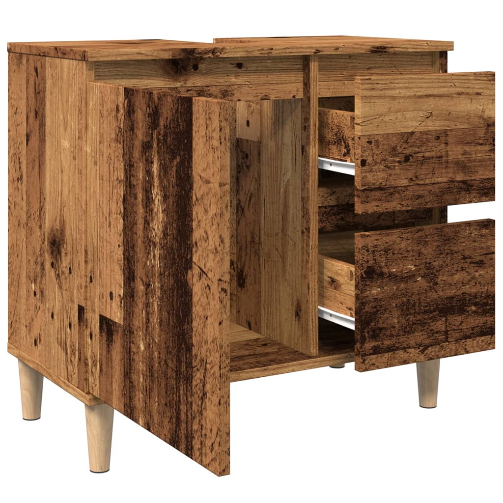 Wastafelkast 65x33x60 cm bewerkt hout oud houtkleurig is nu te koop bij PeponiXL, paradijselijk wonen!