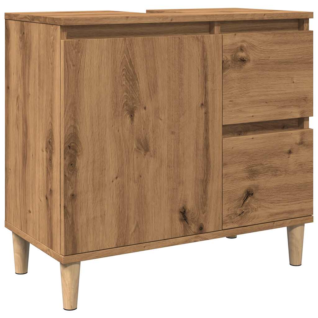 Wastafelkast 65x33x60 cm bewerkt hout artisanaal eikenkleurig is nu te koop bij PeponiXL, paradijselijk wonen!