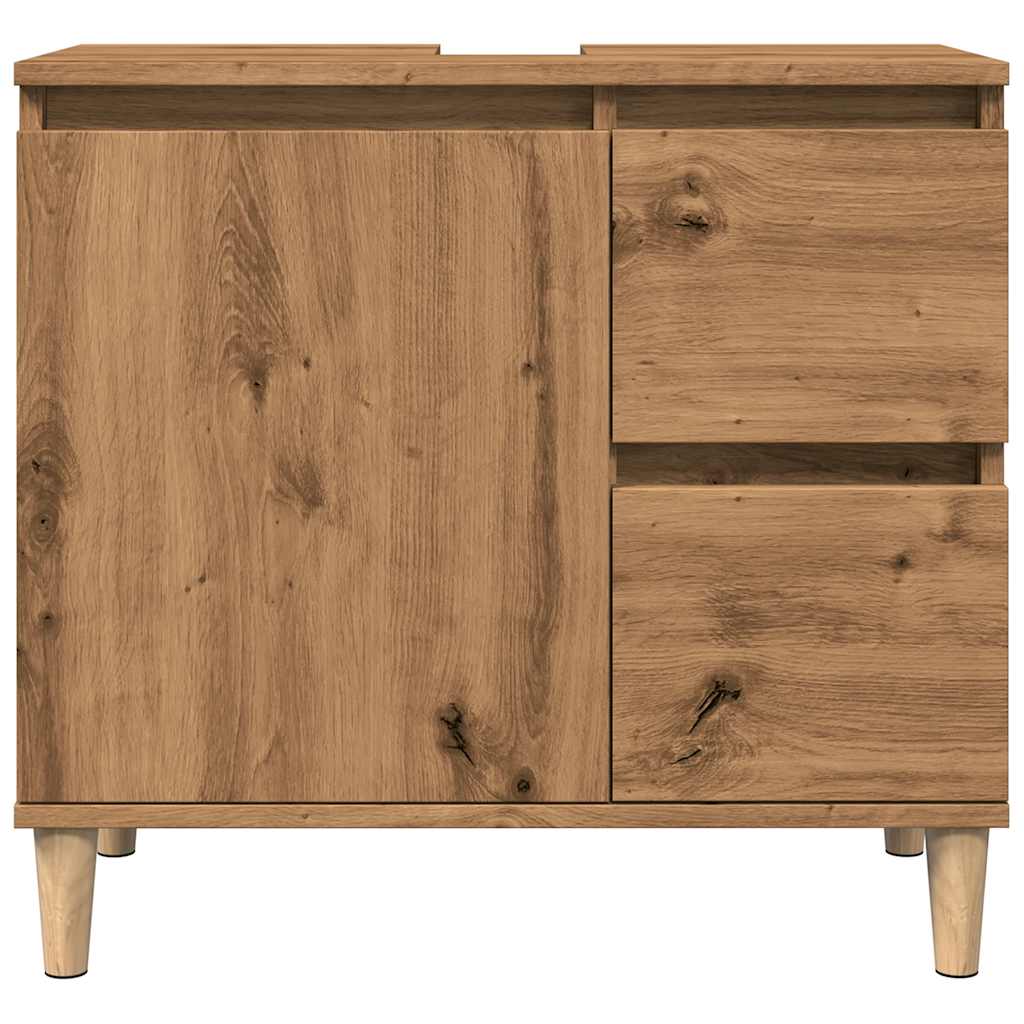 Wastafelkast 65x33x60 cm bewerkt hout artisanaal eikenkleurig is nu te koop bij PeponiXL, paradijselijk wonen!