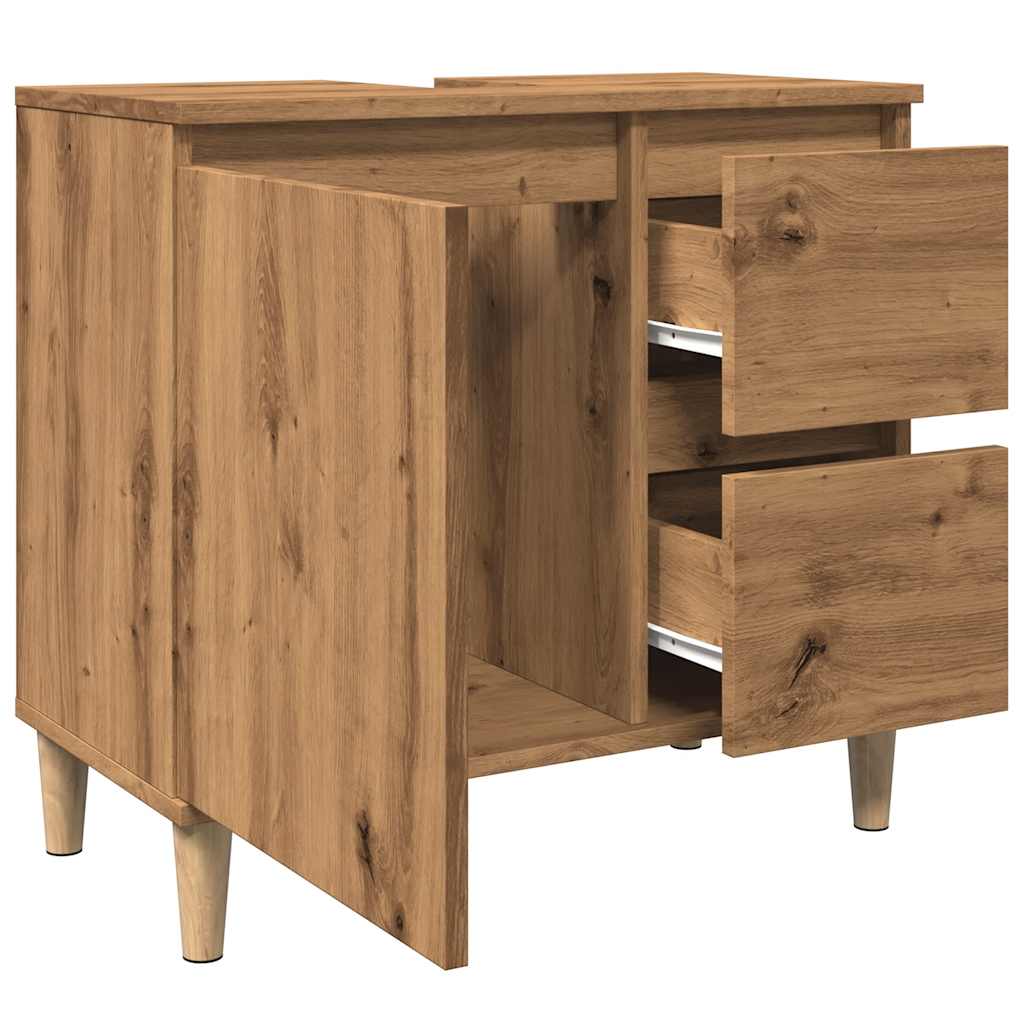 Wastafelkast 65x33x60 cm bewerkt hout artisanaal eikenkleurig is nu te koop bij PeponiXL, paradijselijk wonen!