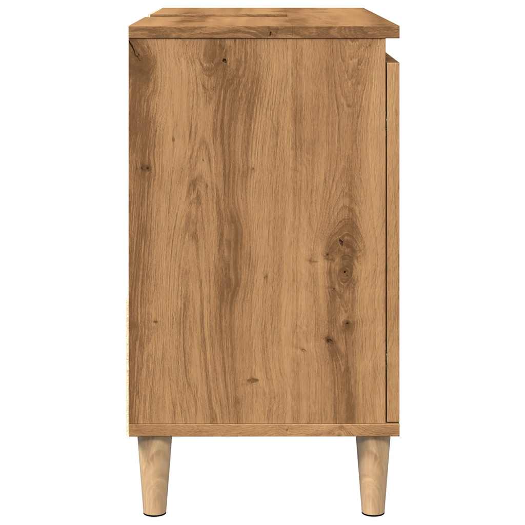 Wastafelkast 65x33x60 cm bewerkt hout artisanaal eikenkleurig is nu te koop bij PeponiXL, paradijselijk wonen!