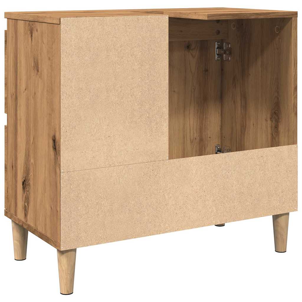 Wastafelkast 65x33x60 cm bewerkt hout artisanaal eikenkleurig is nu te koop bij PeponiXL, paradijselijk wonen!