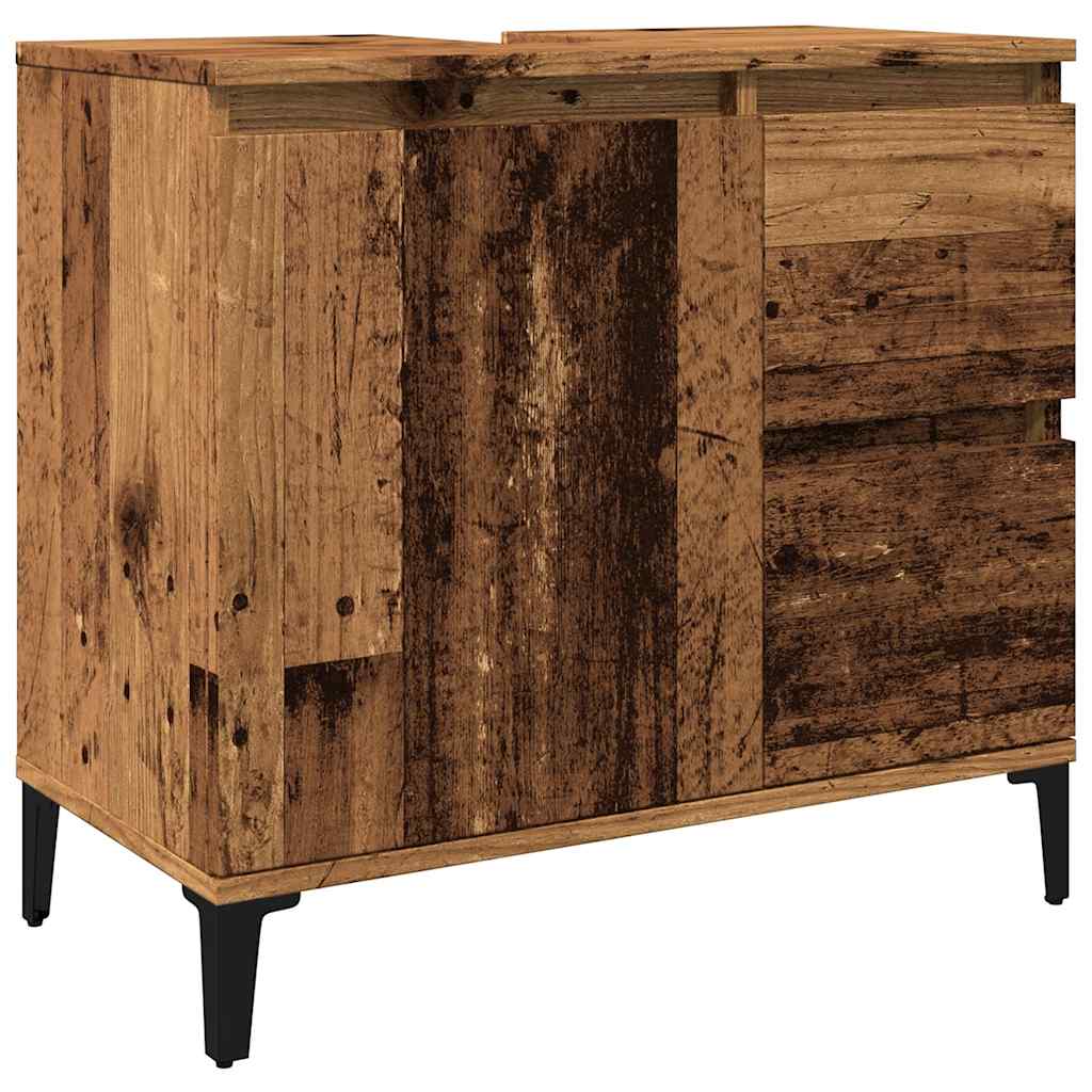 Wastafelkast 65x33x60 cm bewerkt hout oud houtkleurig is nu te koop bij PeponiXL, paradijselijk wonen!