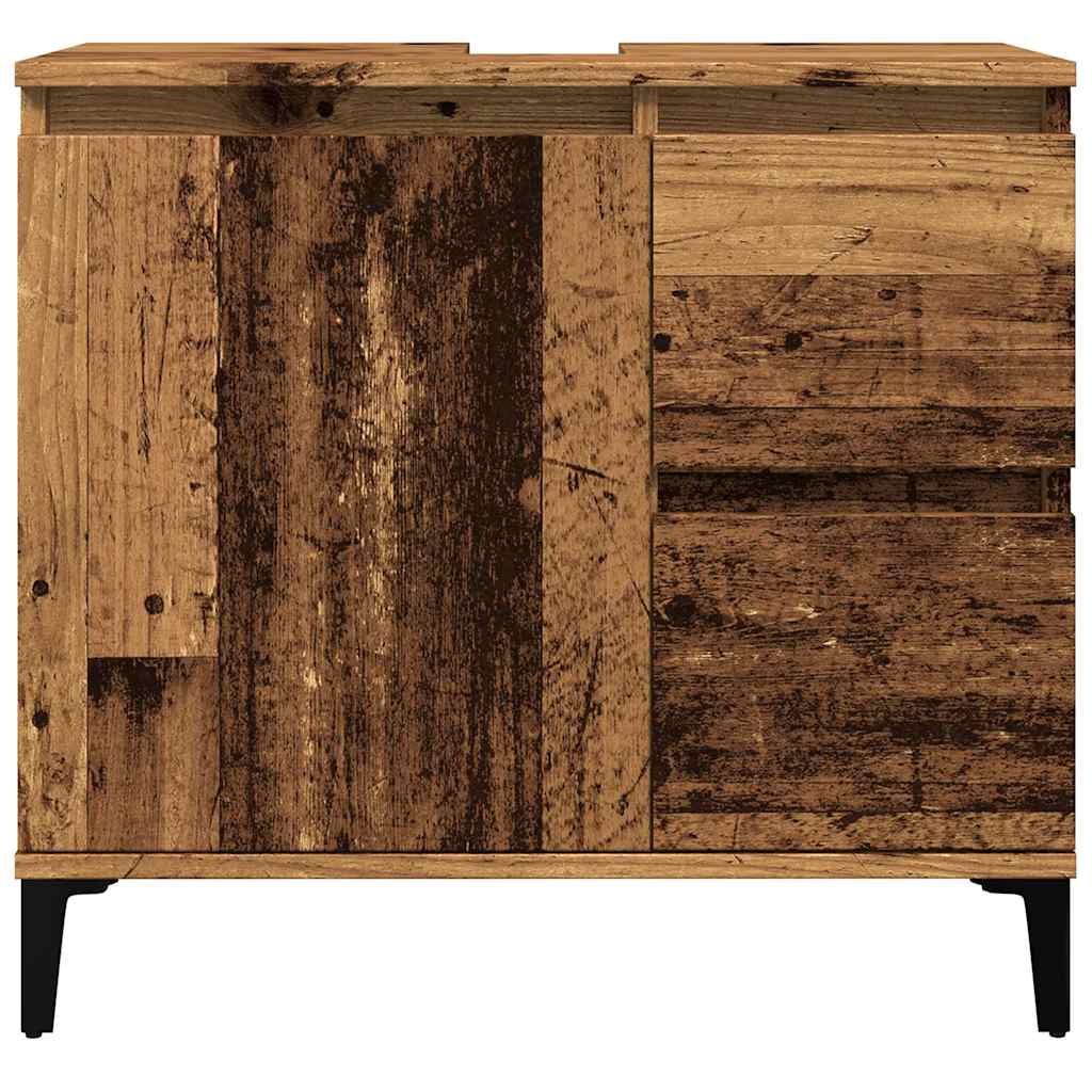 Wastafelkast 65x33x60 cm bewerkt hout oud houtkleurig is nu te koop bij PeponiXL, paradijselijk wonen!