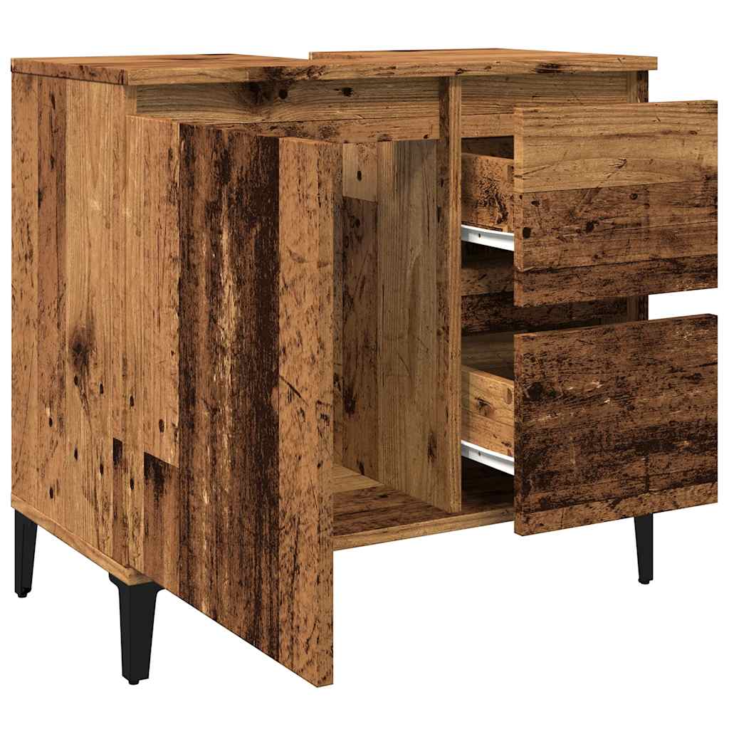 Wastafelkast 65x33x60 cm bewerkt hout oud houtkleurig is nu te koop bij PeponiXL, paradijselijk wonen!