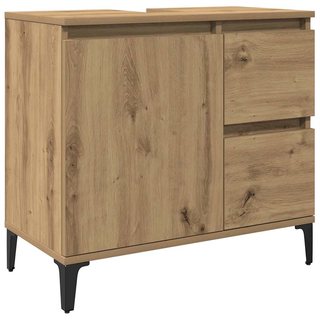 Wastafelkast 65x33x60 cm bewerkt hout artisanaal eikenkleurig is nu te koop bij PeponiXL, paradijselijk wonen!