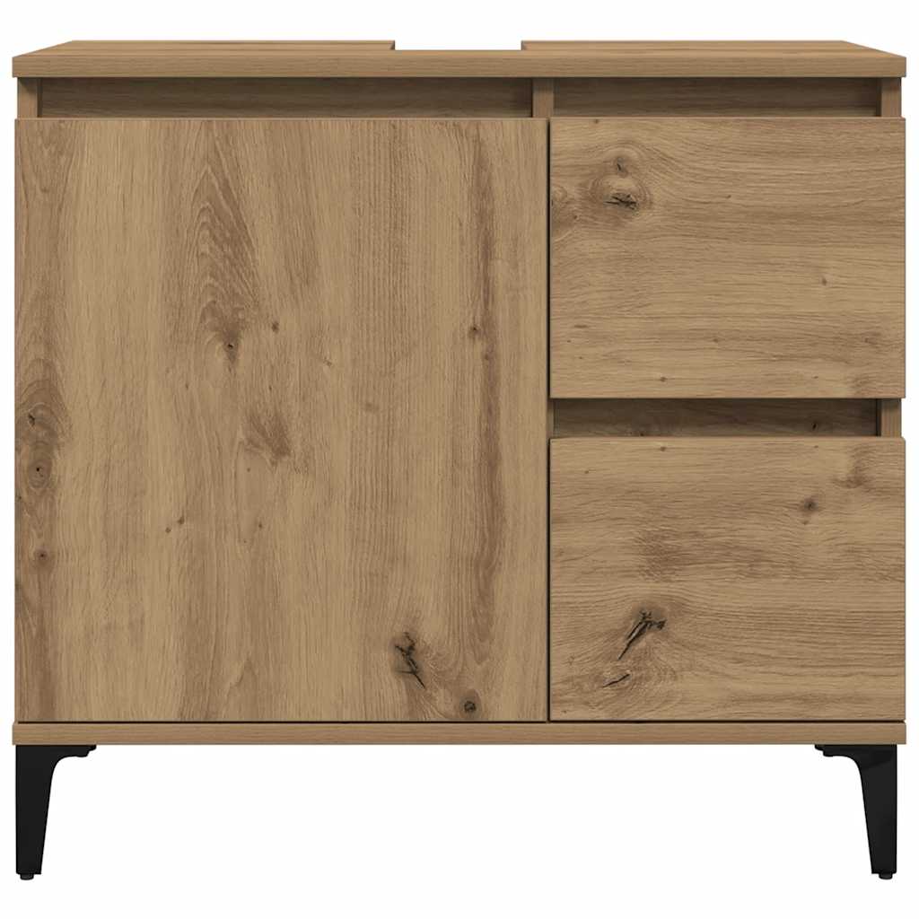Wastafelkast 65x33x60 cm bewerkt hout artisanaal eikenkleurig is nu te koop bij PeponiXL, paradijselijk wonen!