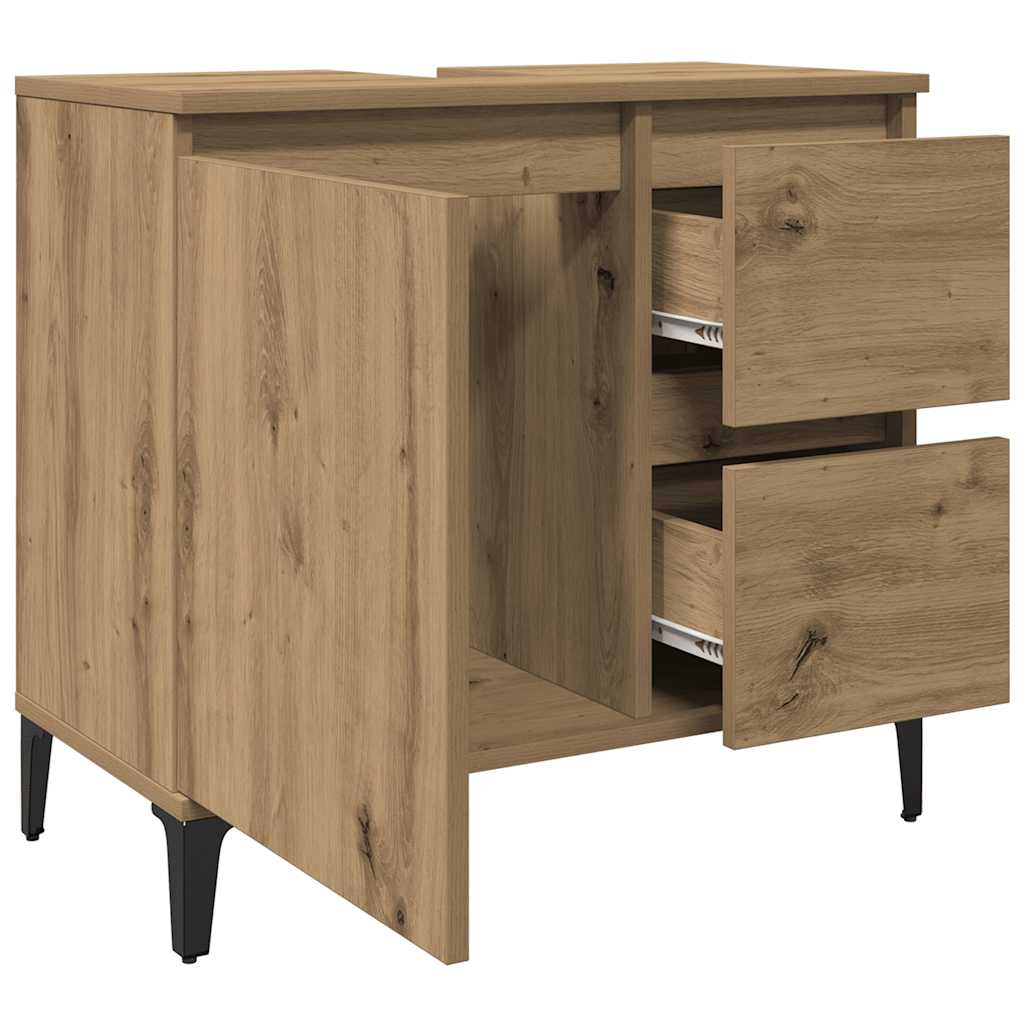 Wastafelkast 65x33x60 cm bewerkt hout artisanaal eikenkleurig is nu te koop bij PeponiXL, paradijselijk wonen!