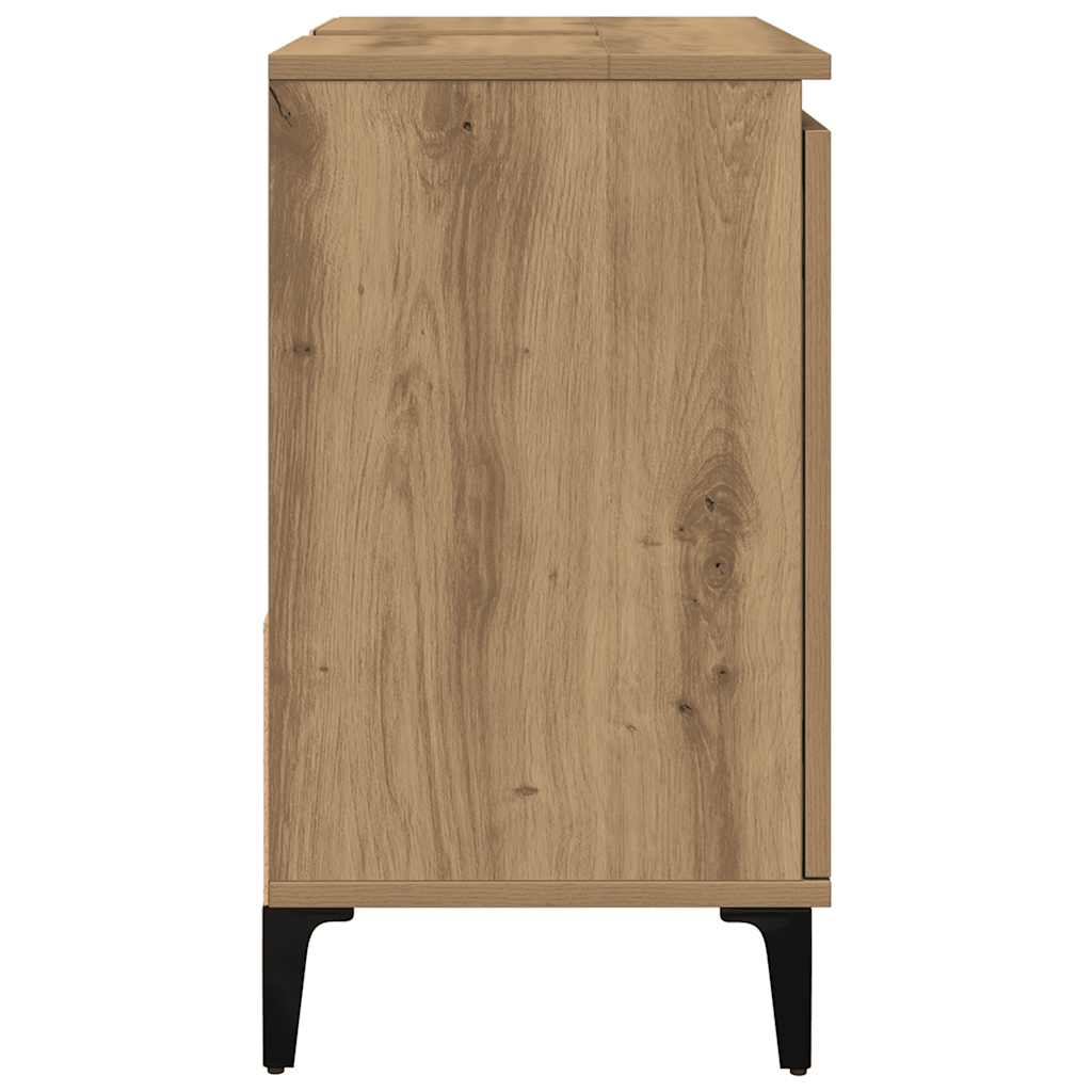 Wastafelkast 65x33x60 cm bewerkt hout artisanaal eikenkleurig is nu te koop bij PeponiXL, paradijselijk wonen!