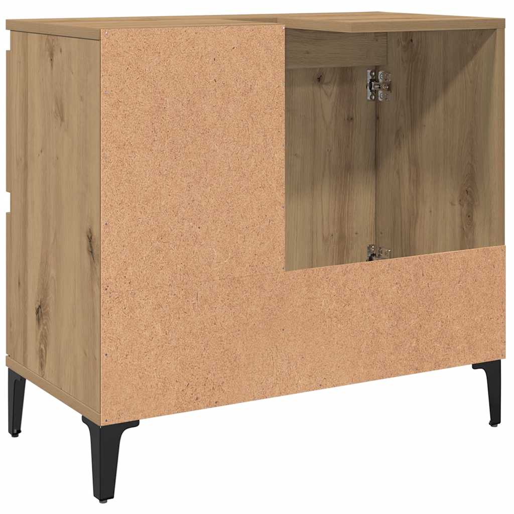 Wastafelkast 65x33x60 cm bewerkt hout artisanaal eikenkleurig is nu te koop bij PeponiXL, paradijselijk wonen!