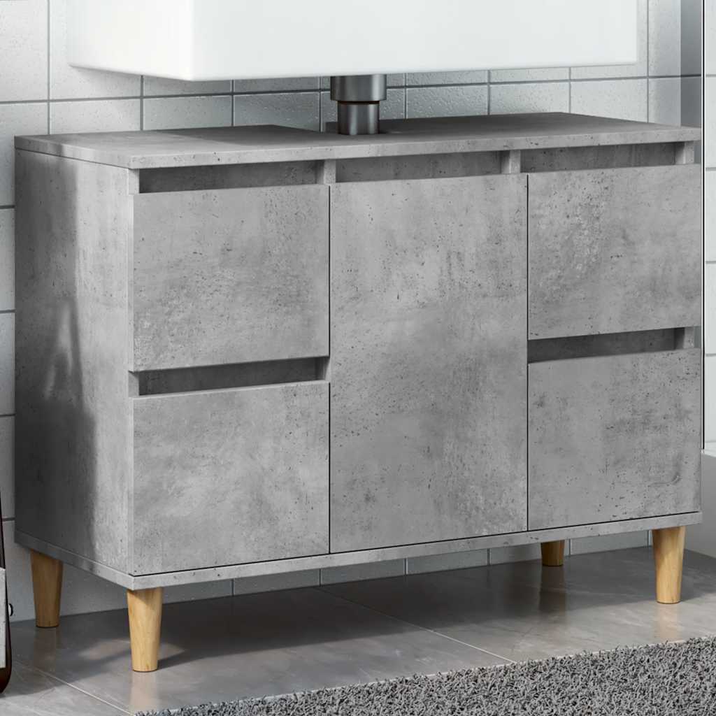 Wastafelkast 80x33x60 cm bewerkt hout betongrijs is nu te koop bij PeponiXL, paradijselijk wonen!