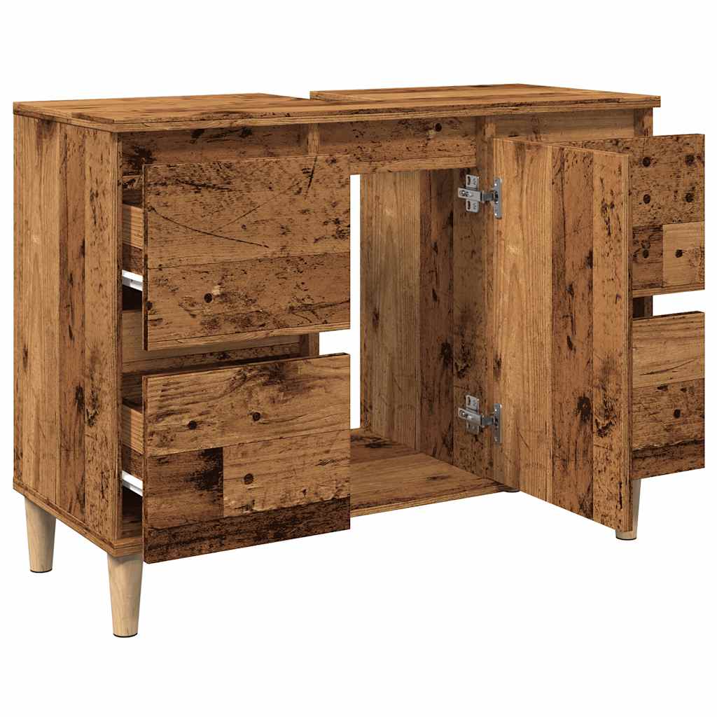 Wastafelkast 80x33x60 cm bewerkt hout oud houtkleurig is nu te koop bij PeponiXL, paradijselijk wonen!
