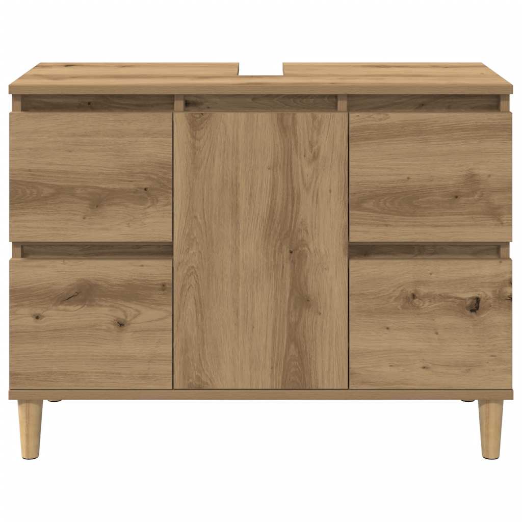 Wastafelkast 80x33x60 cm bewerkt hout artisanaal eikenkleur is nu te koop bij PeponiXL, paradijselijk wonen!