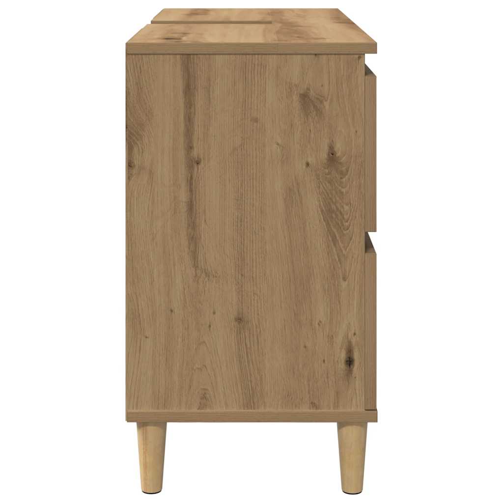 Wastafelkast 80x33x60 cm bewerkt hout artisanaal eikenkleur is nu te koop bij PeponiXL, paradijselijk wonen!