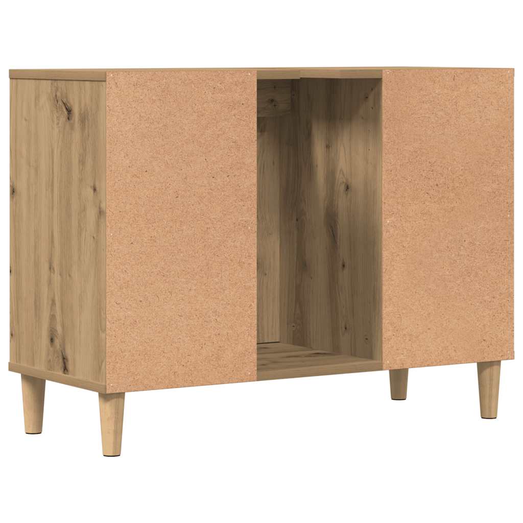 Wastafelkast 80x33x60 cm bewerkt hout artisanaal eikenkleur is nu te koop bij PeponiXL, paradijselijk wonen!