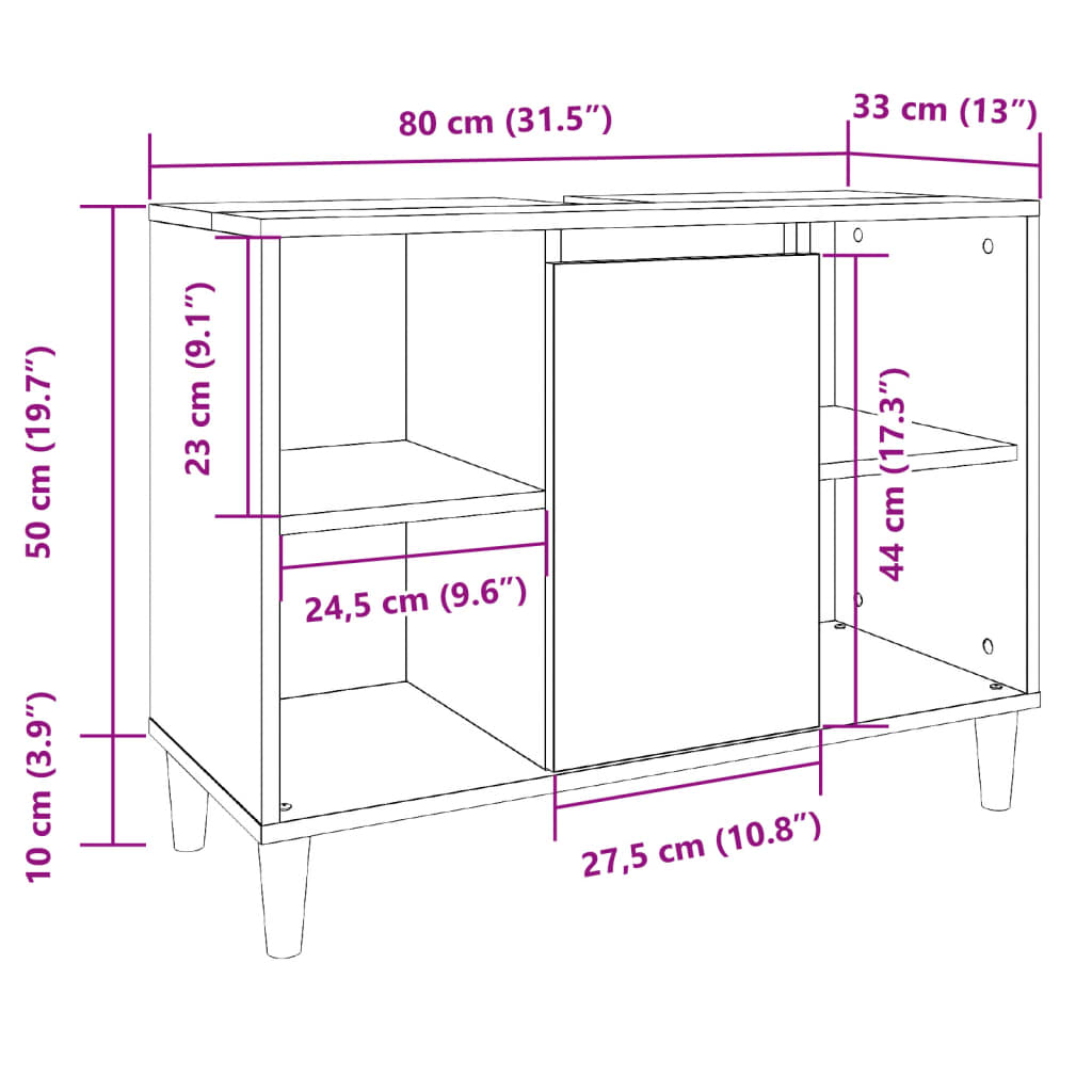 Badkamerkast 80x33x60 cm bewerkt hout betongrijs is nu te koop bij PeponiXL, paradijselijk wonen!