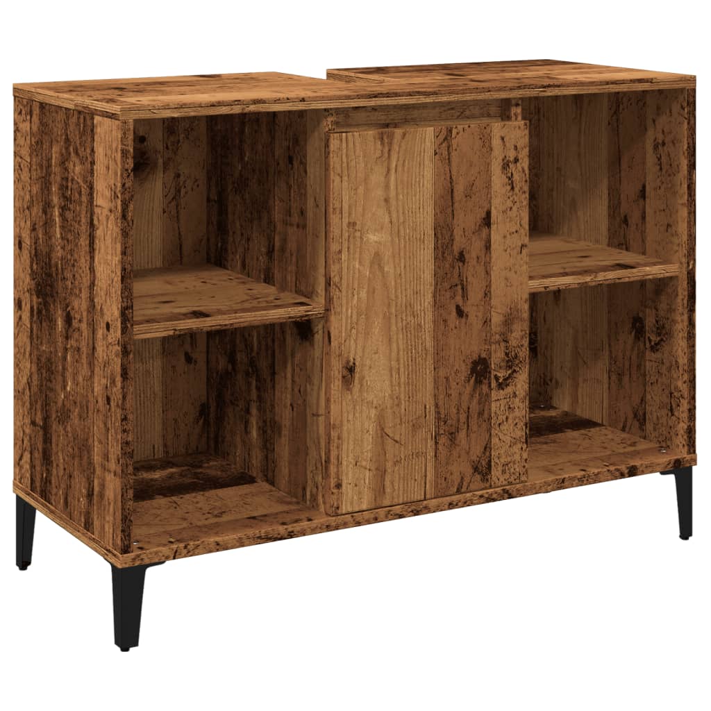 Wastafelkast 80x33x60 cm bewerkt hout oud houtkleurig is nu te koop bij PeponiXL, paradijselijk wonen!