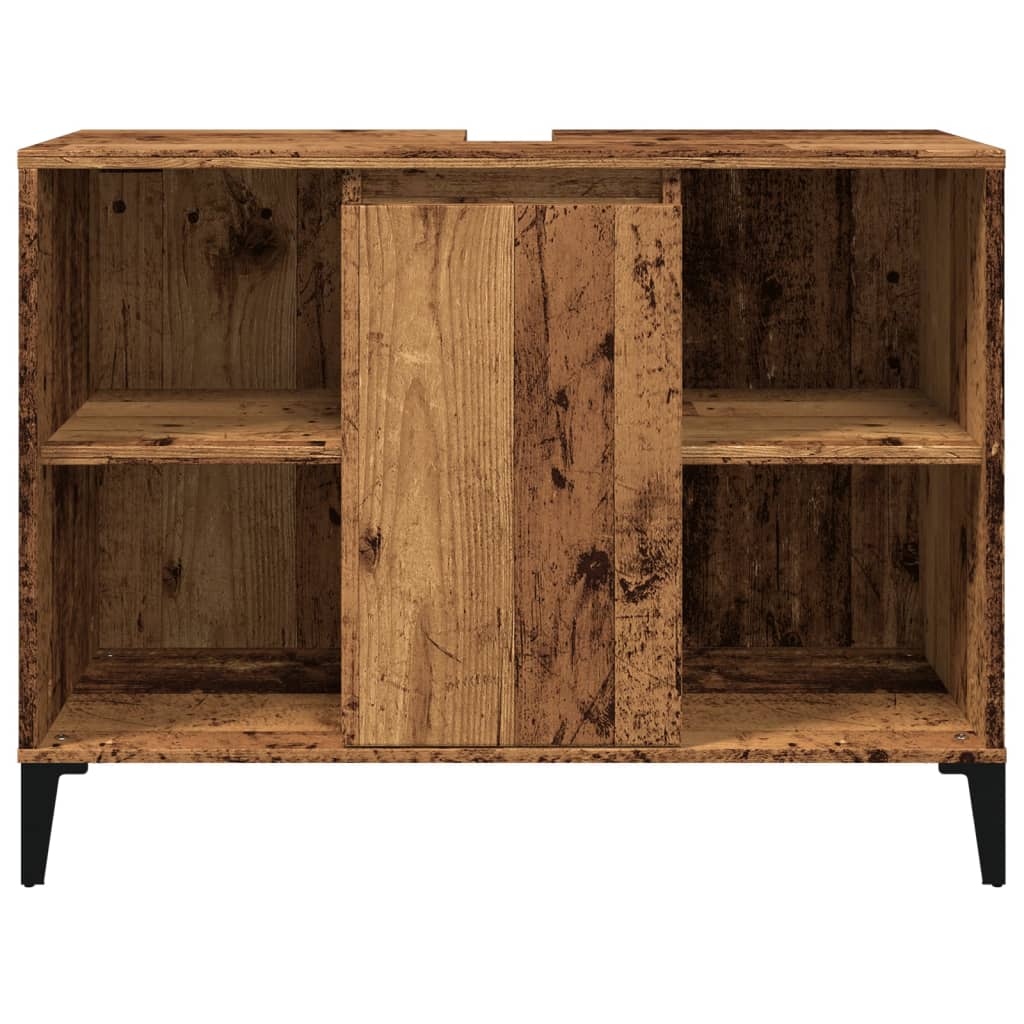 Wastafelkast 80x33x60 cm bewerkt hout oud houtkleurig is nu te koop bij PeponiXL, paradijselijk wonen!