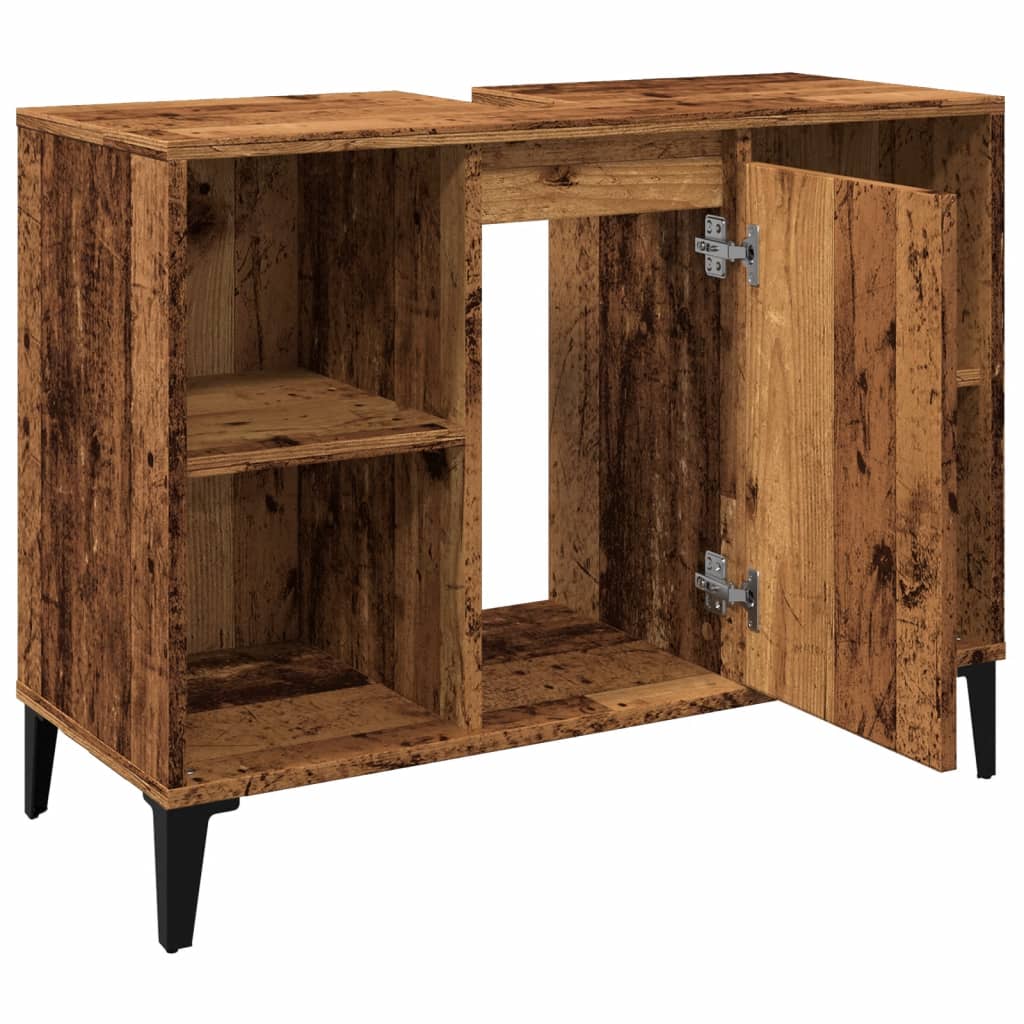 Wastafelkast 80x33x60 cm bewerkt hout oud houtkleurig is nu te koop bij PeponiXL, paradijselijk wonen!