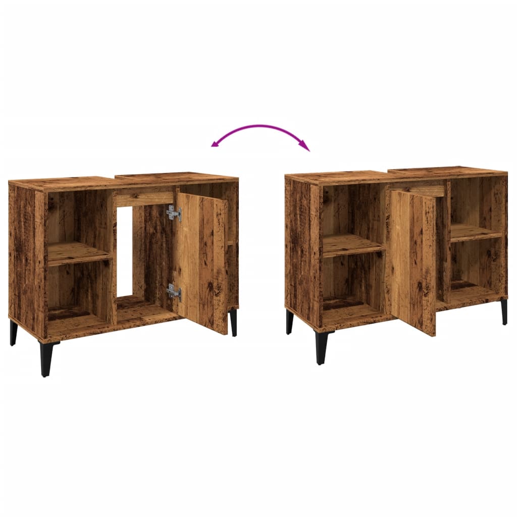 Wastafelkast 80x33x60 cm bewerkt hout oud houtkleurig is nu te koop bij PeponiXL, paradijselijk wonen!
