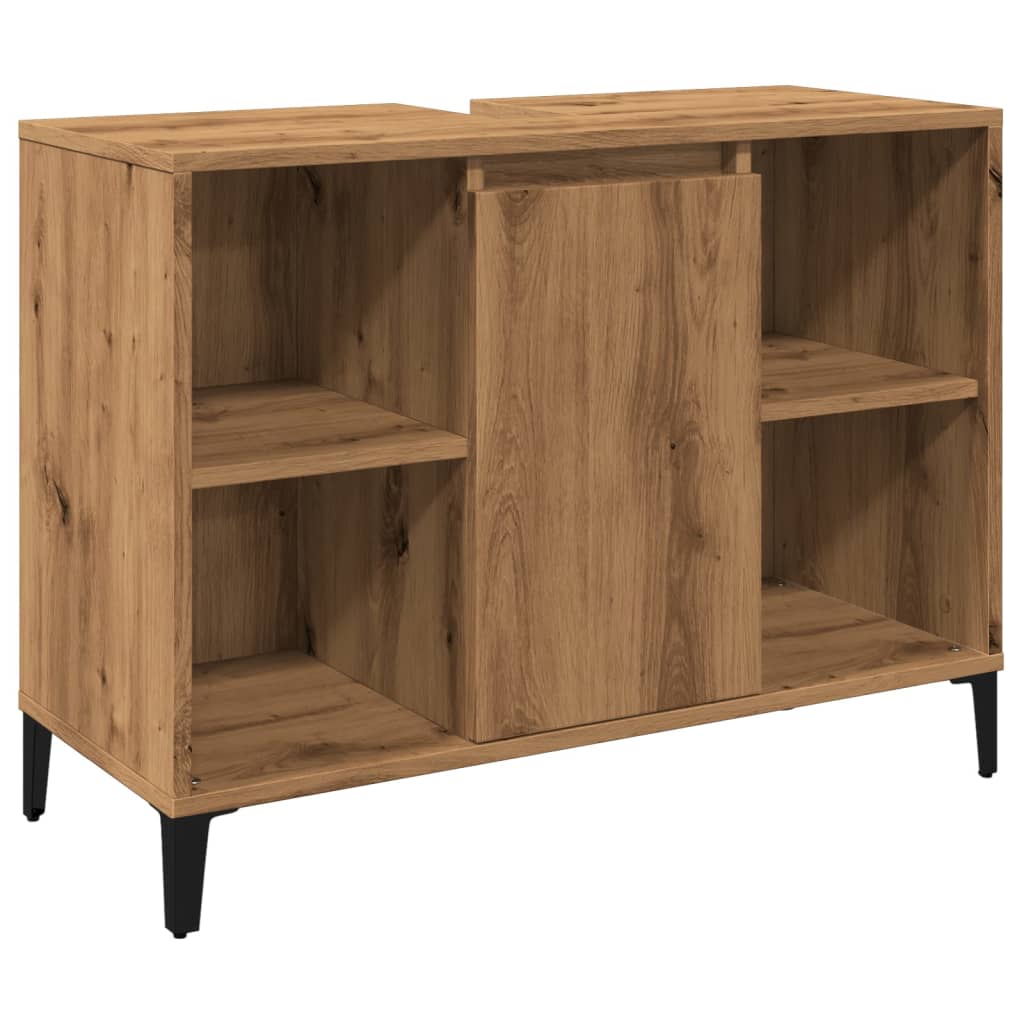 Wastafelkast 80x33x60 cm bewerkt hout artisanaal eikenkleur is nu te koop bij PeponiXL, paradijselijk wonen!