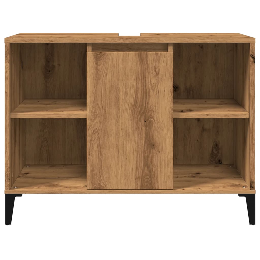 Wastafelkast 80x33x60 cm bewerkt hout artisanaal eikenkleur is nu te koop bij PeponiXL, paradijselijk wonen!