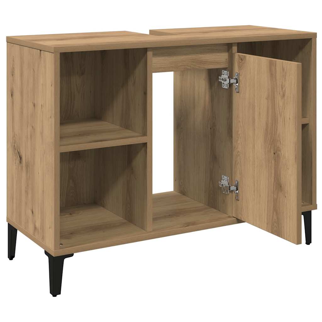 Wastafelkast 80x33x60 cm bewerkt hout artisanaal eikenkleur is nu te koop bij PeponiXL, paradijselijk wonen!