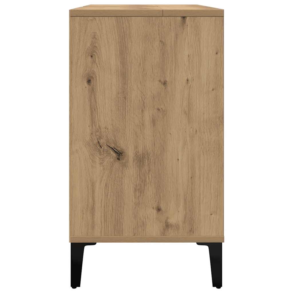 Wastafelkast 80x33x60 cm bewerkt hout artisanaal eikenkleur is nu te koop bij PeponiXL, paradijselijk wonen!