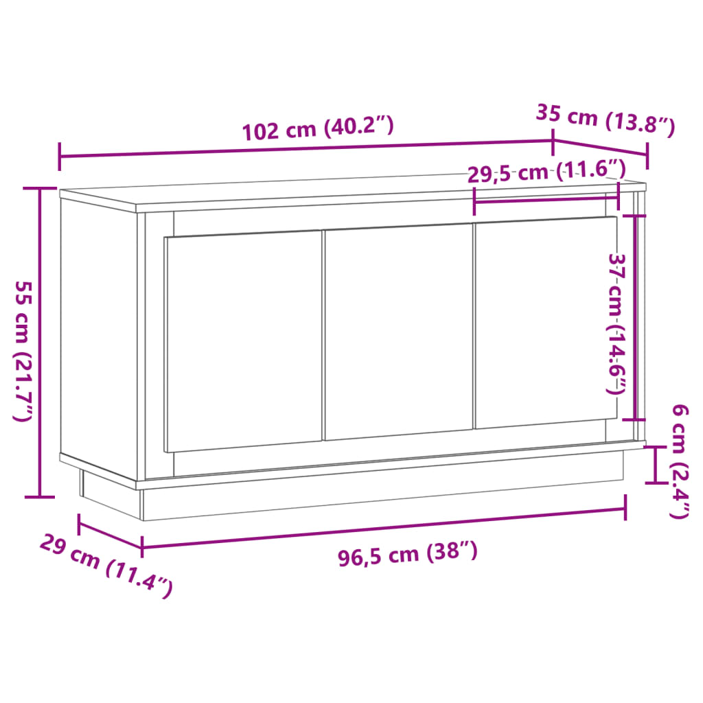 Dressoir Artisan Eikenhout 102x35x55 cm Bewerkt Hout is nu te koop bij PeponiXL, paradijselijk wonen!