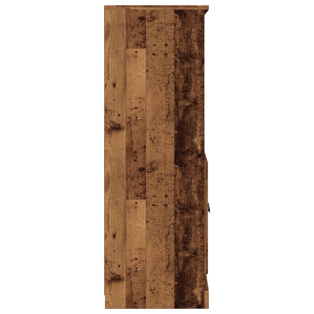 Hoge kast 60x35,5x103,5 cm bewerkt hout oud houtkleurig is nu te koop bij PeponiXL, paradijselijk wonen!