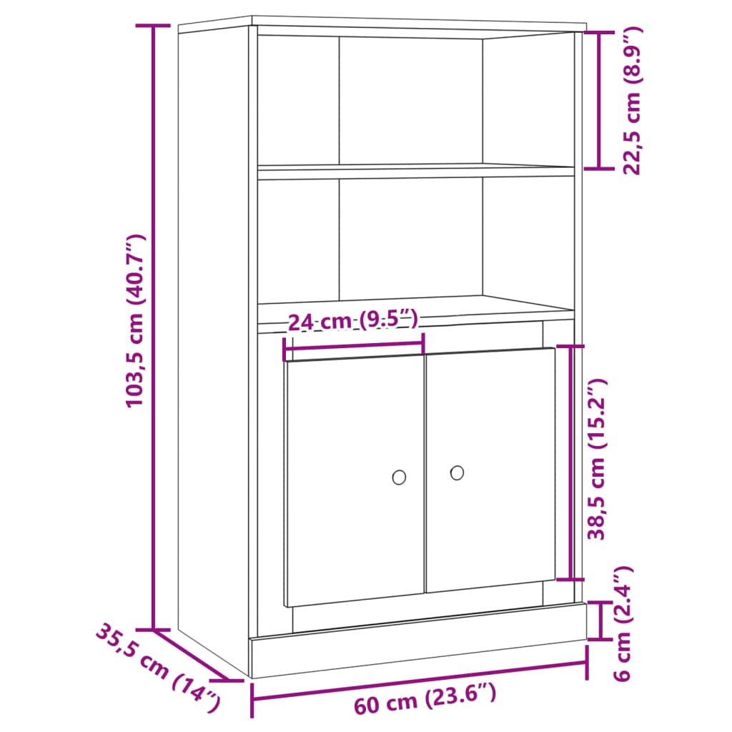 Hoge kast 60x35,5x103,5 cm bewerkt hout oud houtkleurig is nu te koop bij PeponiXL, paradijselijk wonen!