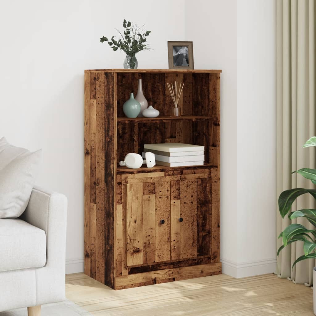 Hoge kast 60x35,5x103,5 cm bewerkt hout oud houtkleurig is nu te koop bij PeponiXL, paradijselijk wonen!