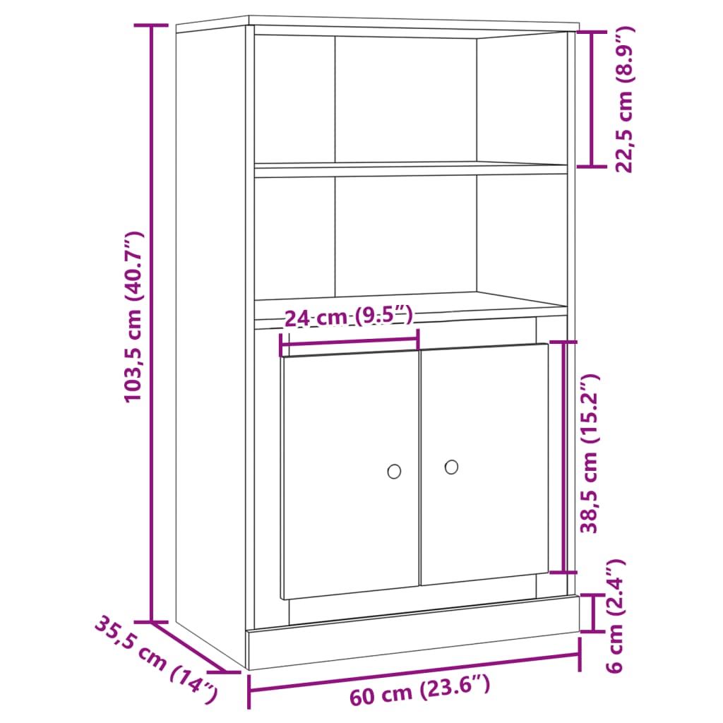 Hoge kast 60x35,5x103,5 cm bewerkt hout artisanaal eikenkleurig is nu te koop bij PeponiXL, paradijselijk wonen!
