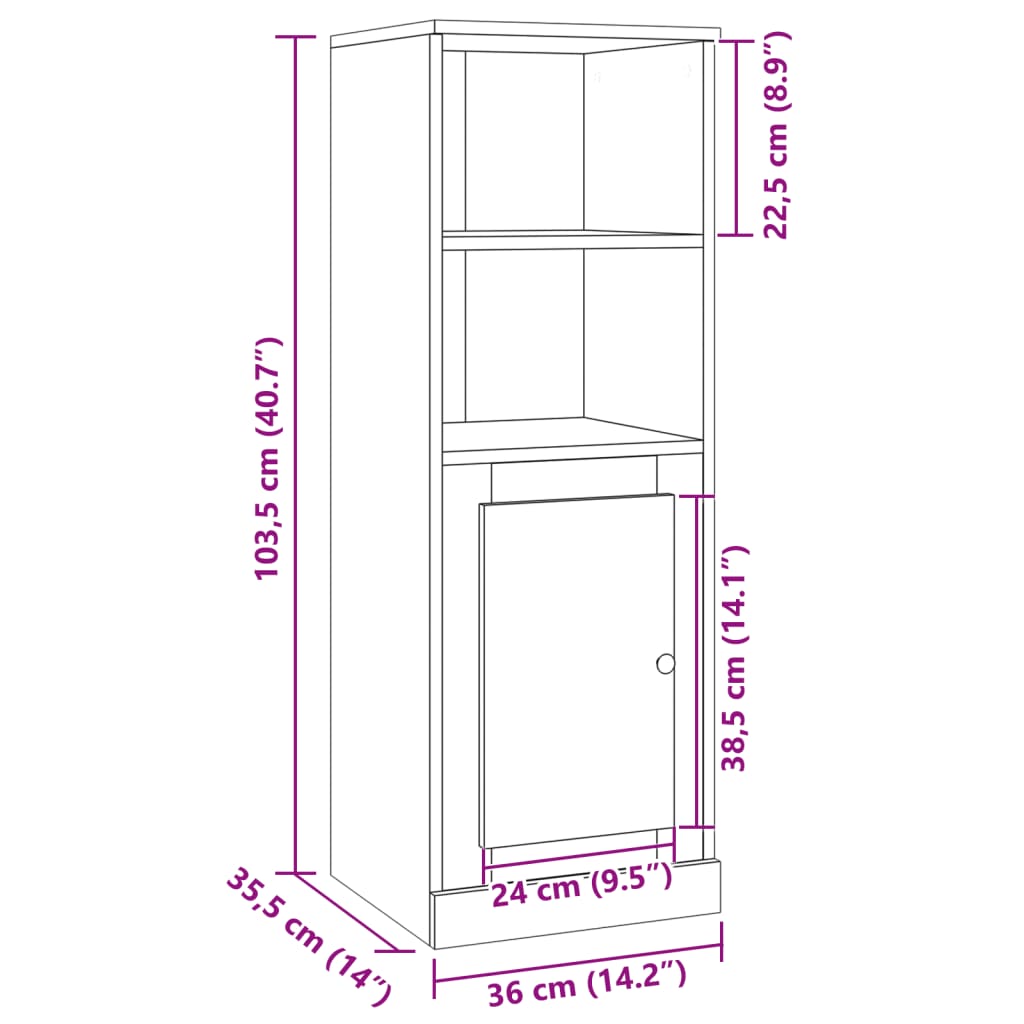 Hoge kast 36x35,5x103,5 cm bewerkt hout oud houtkleurig is nu te koop bij PeponiXL, paradijselijk wonen!