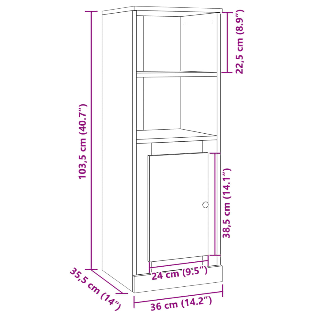Hoge kast 36x35,5x103,5 cm bewerkt hout artisanaal eikenkleurig is nu te koop bij PeponiXL, paradijselijk wonen!