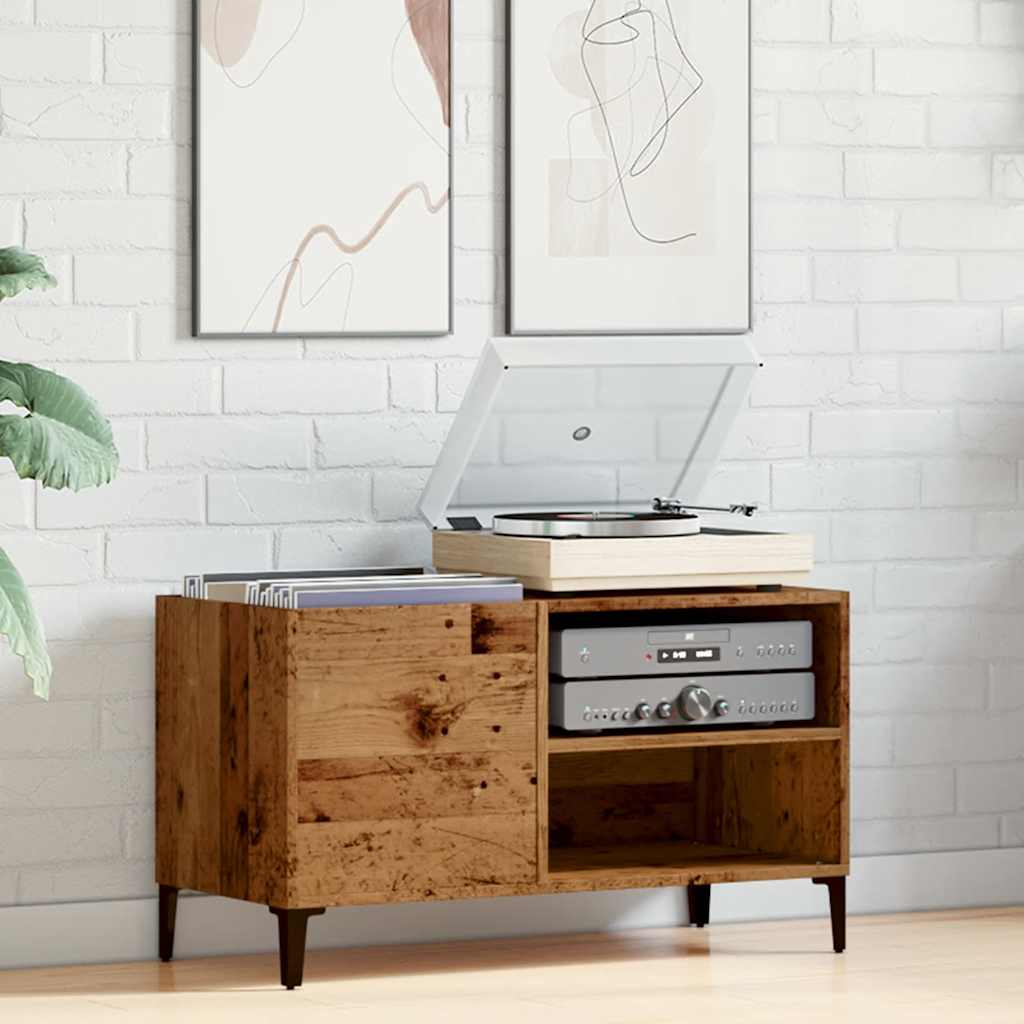 Platenkast 84,5x38x48 cm bewerkt hout oud houtkleurig is nu te koop bij PeponiXL, paradijselijk wonen!
