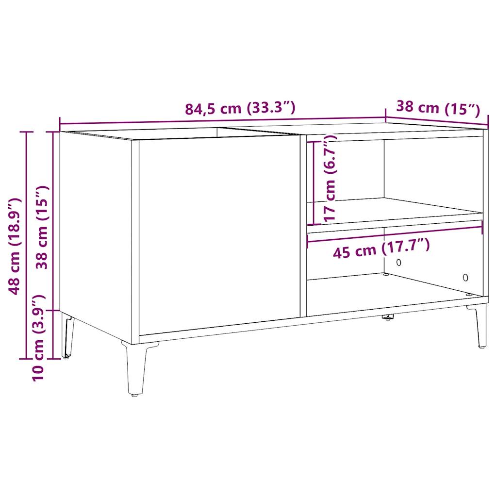 Platenkast 84,5x38x48 cm bewerkt hout oud houtkleurig is nu te koop bij PeponiXL, paradijselijk wonen!