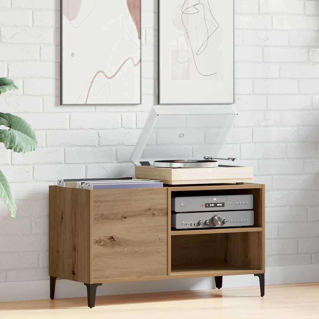 Platenkast 84,5x38x48 cm bewerkt hout artisanaal eikenkleur is nu te koop bij PeponiXL, paradijselijk wonen!