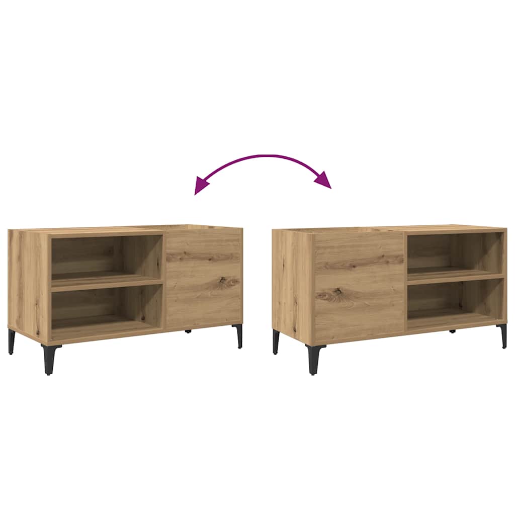 Platenkast 84,5x38x48 cm bewerkt hout artisanaal eikenkleur is nu te koop bij PeponiXL, paradijselijk wonen!