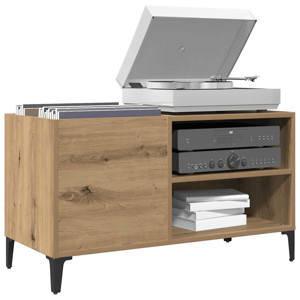 Platenkast 84,5x38x48 cm bewerkt hout artisanaal eikenkleur is nu te koop bij PeponiXL, paradijselijk wonen!