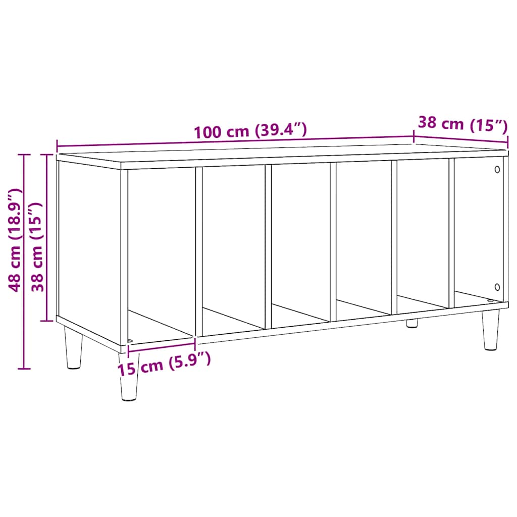 Platenkast 100x38x48 cm bewerkt hout artisanaal eikenkleur is nu te koop bij PeponiXL, paradijselijk wonen!