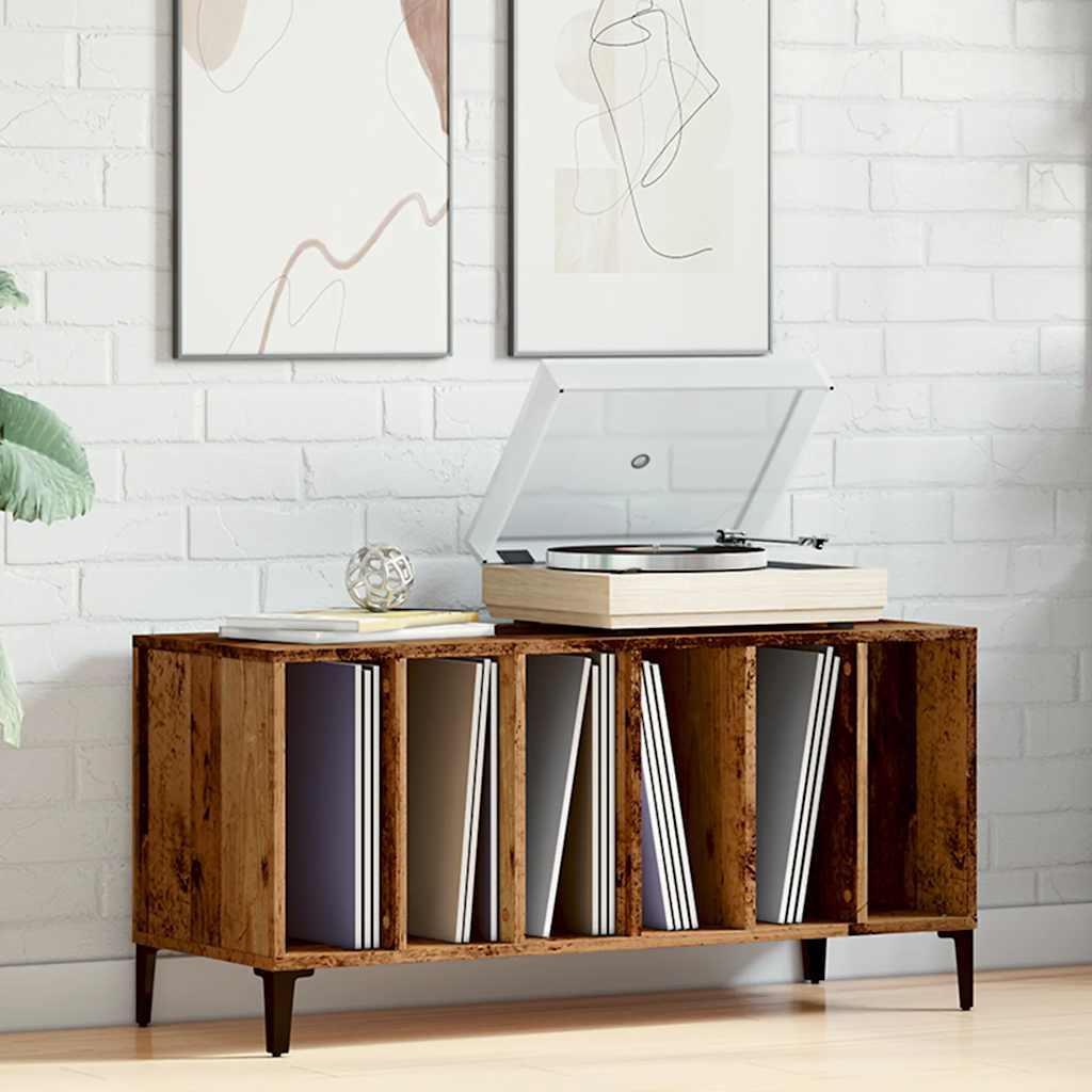 Platenkast 100x38x48 cm bewerkt hout oud houtkleurig is nu te koop bij PeponiXL, paradijselijk wonen!