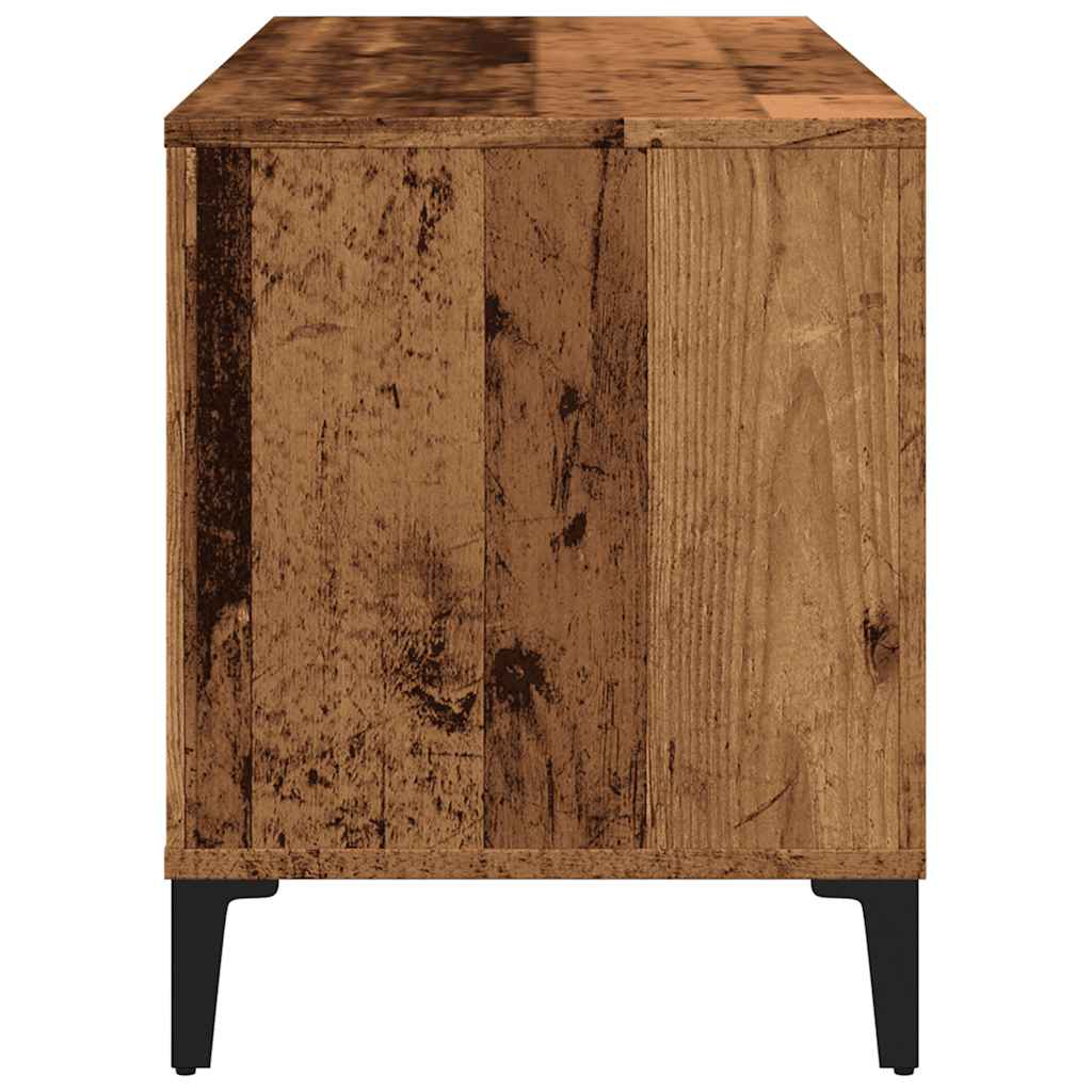 Platenkast 100x38x48 cm bewerkt hout oud houtkleurig is nu te koop bij PeponiXL, paradijselijk wonen!