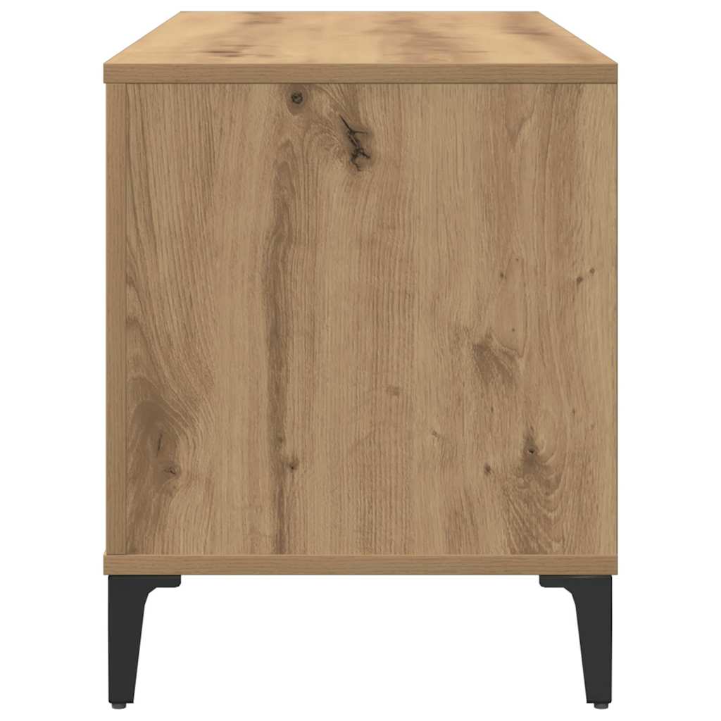 Platenkast 100x38x48 cm bewerkt hout artisanaal eikenkleur is nu te koop bij PeponiXL, paradijselijk wonen!