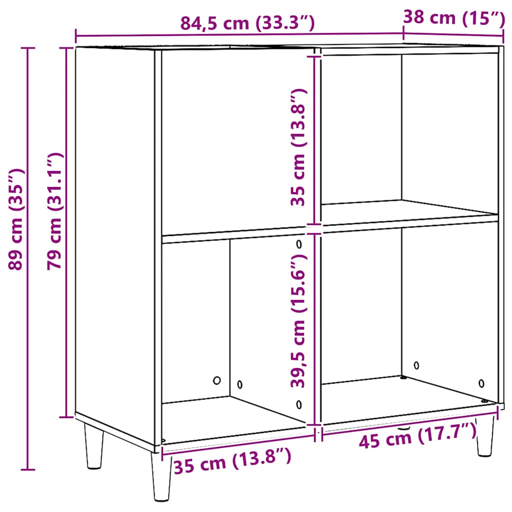 Platenkast 84,5x38x89 cm bewerkt hout artisanaal eikenkleur is nu te koop bij PeponiXL, paradijselijk wonen!
