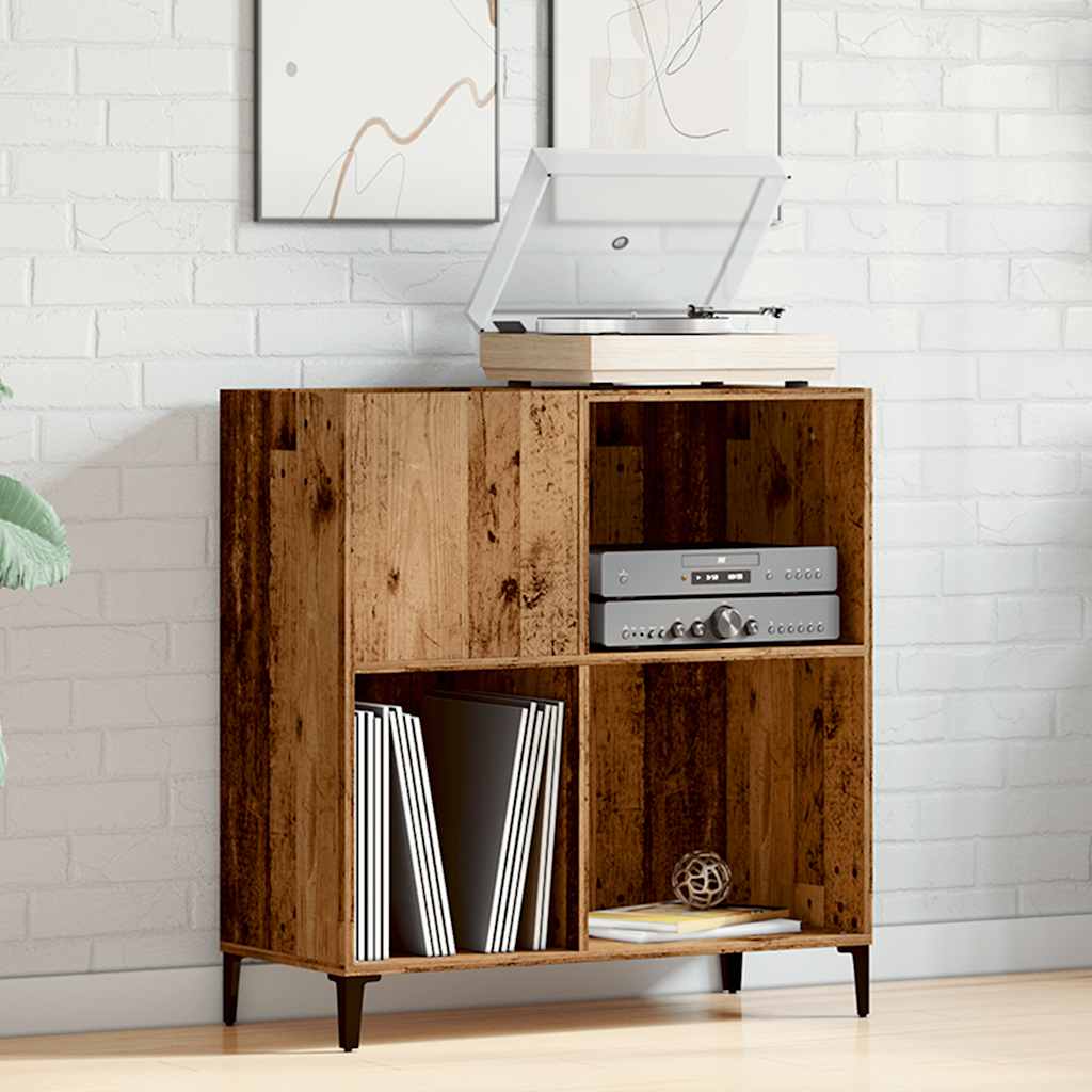 Platenkast 84,5x38x89 cm bewerkt hout oud houtkleurig is nu te koop bij PeponiXL, paradijselijk wonen!