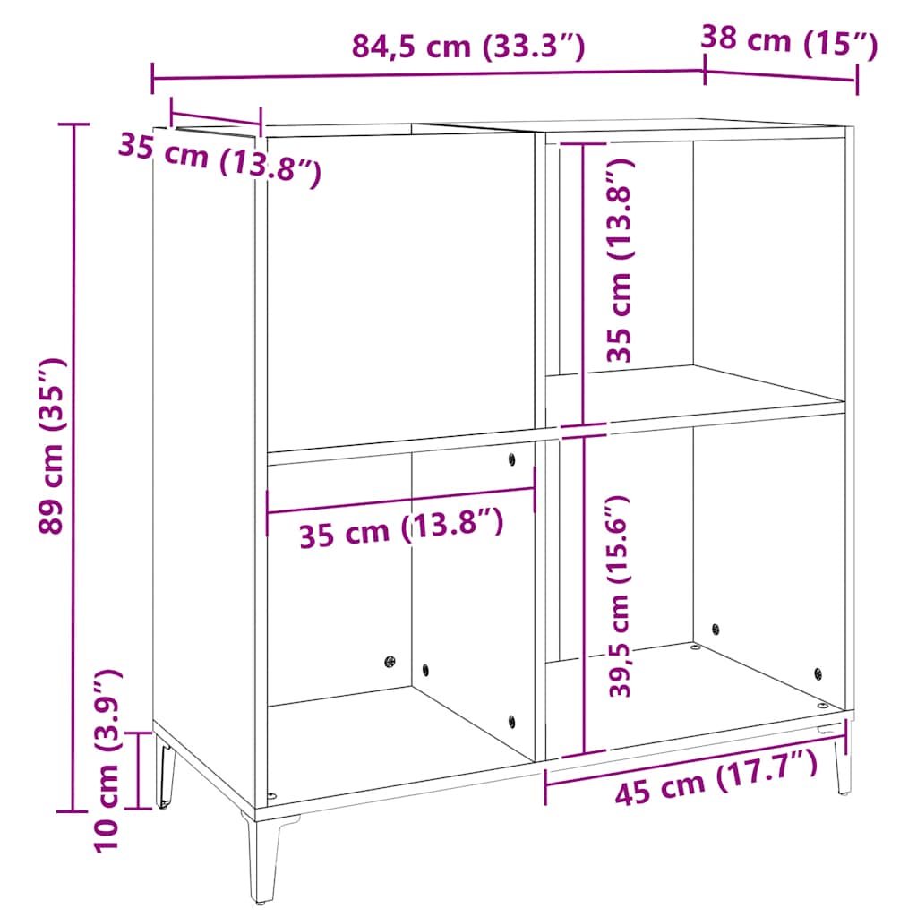Platenkast 84,5x38x89 cm bewerkt hout oud houtkleurig is nu te koop bij PeponiXL, paradijselijk wonen!