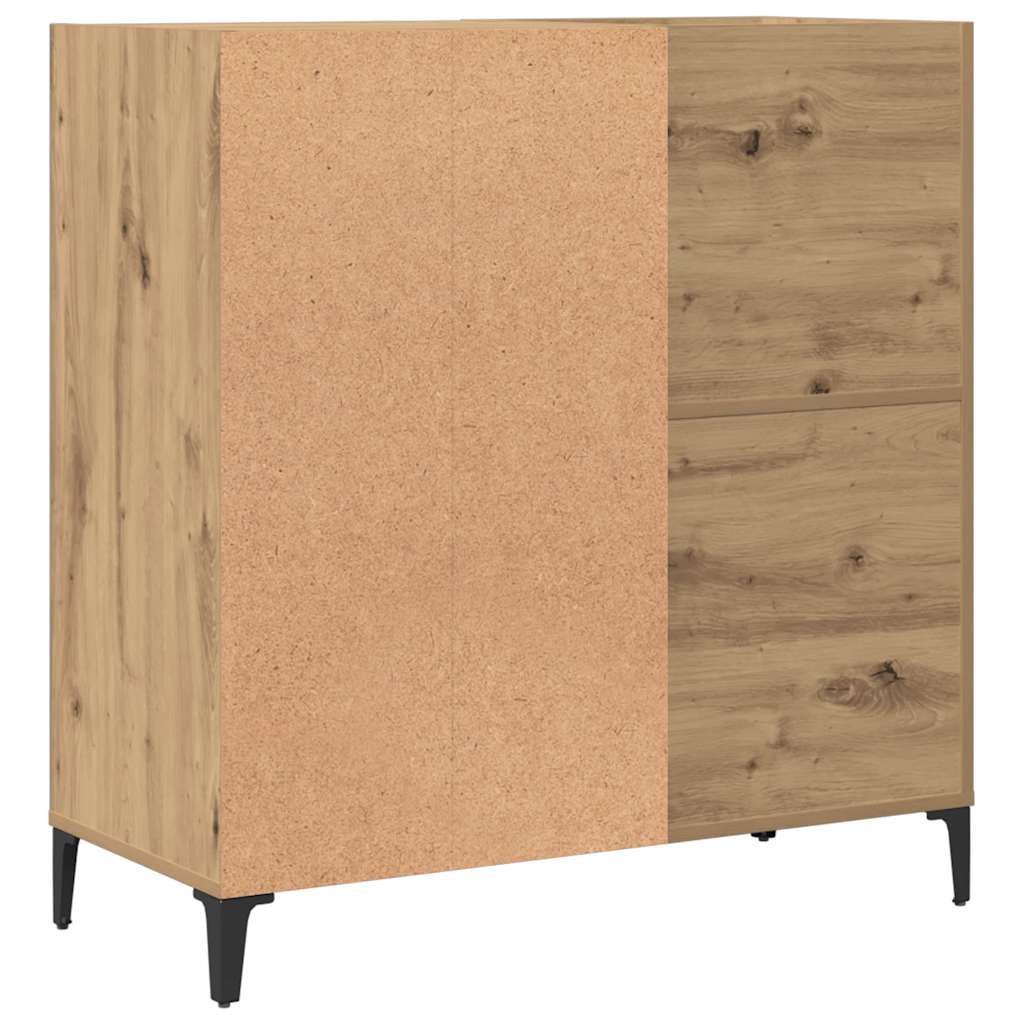 Platenkast 84,5x38x89 cm bewerkt hout artisanaal eikenkleur is nu te koop bij PeponiXL, paradijselijk wonen!