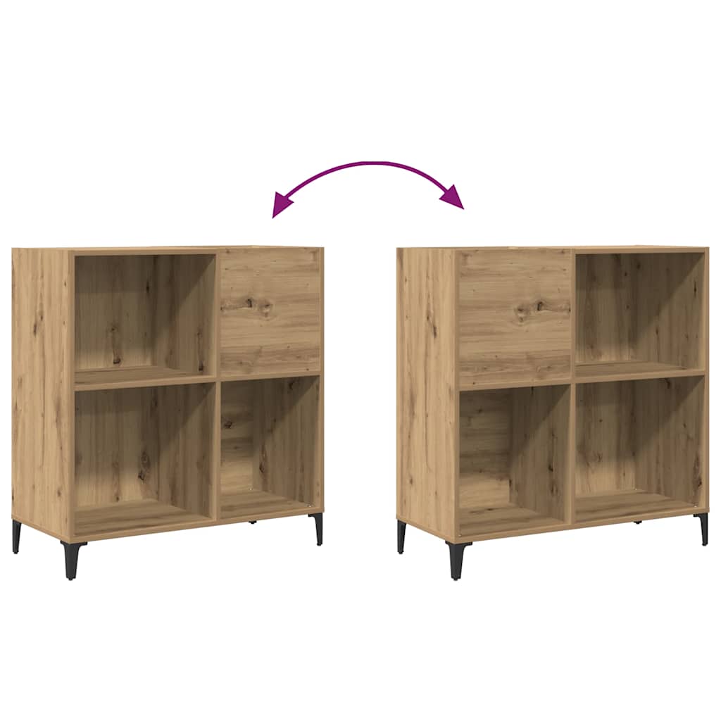 Platenkast 84,5x38x89 cm bewerkt hout artisanaal eikenkleur is nu te koop bij PeponiXL, paradijselijk wonen!
