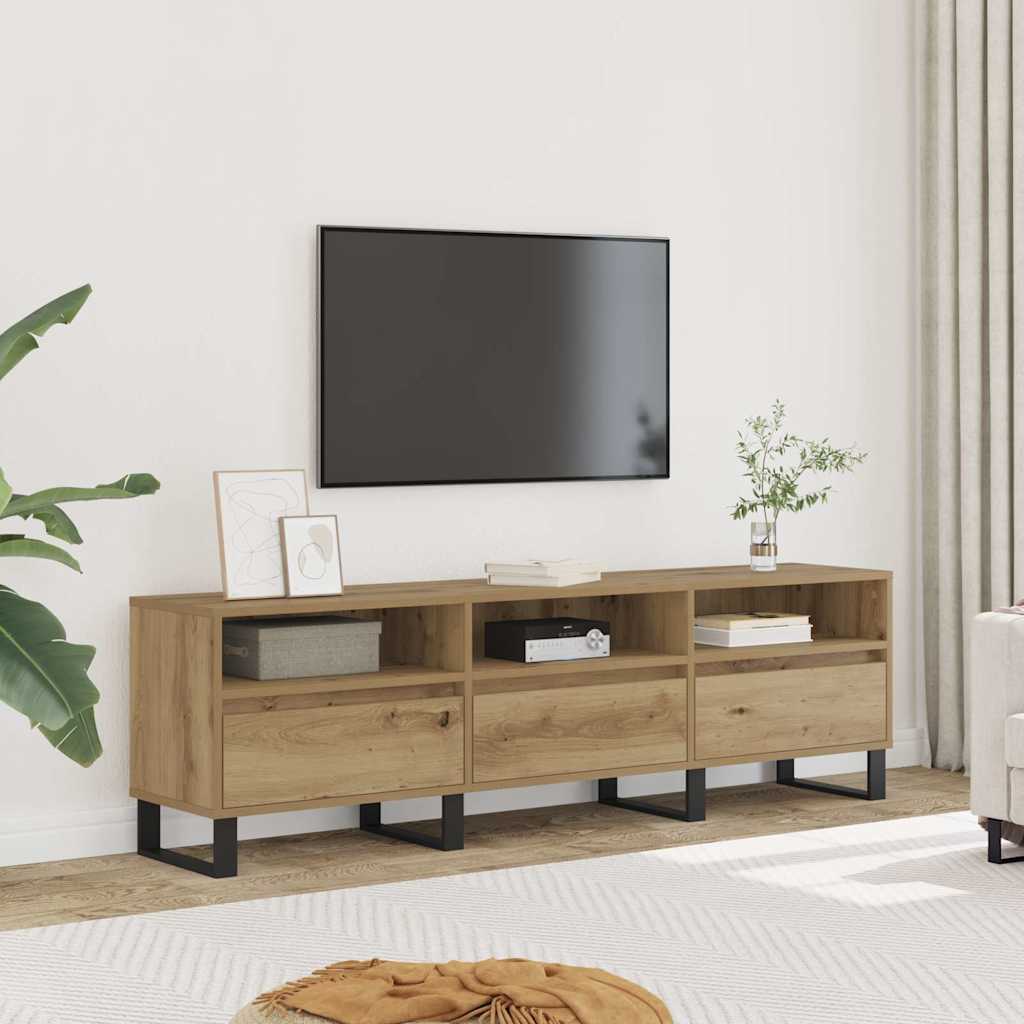 Tv-meubel 150x30x44,5 cm bewerkt hout artisanaal eikenkleur is nu te koop bij PeponiXL, paradijselijk wonen!
